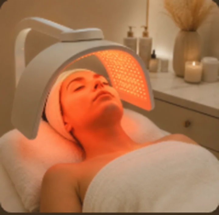 Sessão de ledterapia facial